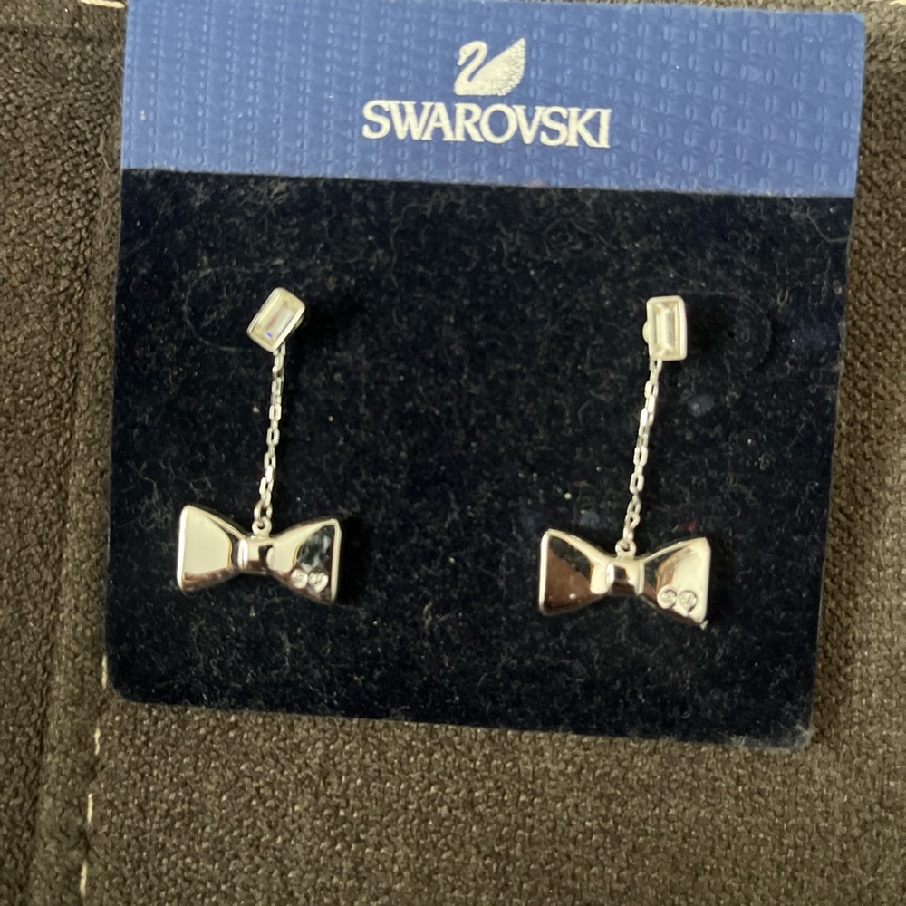 Swarovski Silver Bow Earrings